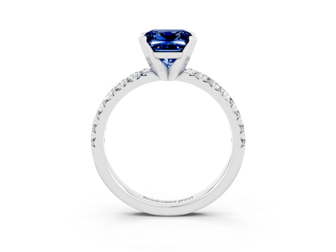 White gold Princess Cut Solitaire Pave Diamond Engagement Ring with Four-Prong Setting_15