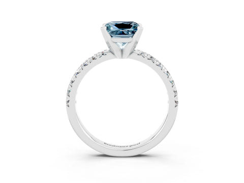 White gold Princess Cut Solitaire Pave Diamond Engagement Ring with Four-Prong Setting_15