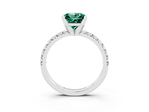 White gold Princess Cut Solitaire Pave Diamond Engagement Ring with Four-Prong Setting_15