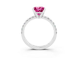 White gold Princess Cut Solitaire Pave Diamond Engagement Ring with Four-Prong Setting_15
