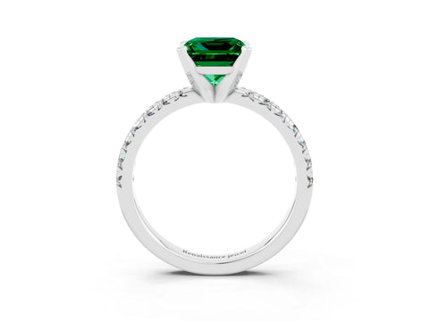White gold Princess Cut Solitaire Pave Diamond Engagement Ring with Four-Prong Setting_15