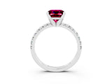 White gold Princess Cut Solitaire Pave Diamond Engagement Ring with Four-Prong Setting_15