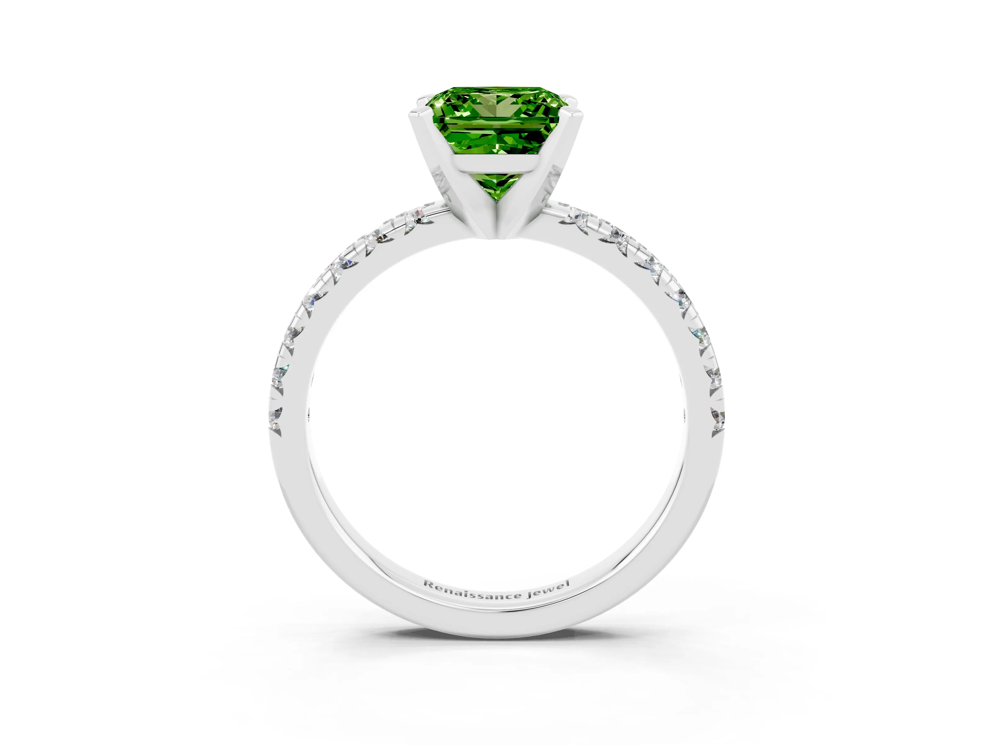 White gold Princess Cut Solitaire Pave Diamond Engagement Ring with Four-Prong Setting_15