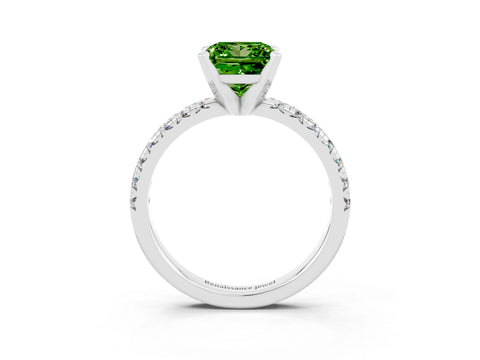 White gold Princess Cut Solitaire Pave Diamond Engagement Ring with Four-Prong Setting_15