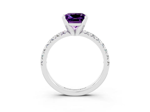 White gold Princess Cut Solitaire Pave Diamond Engagement Ring with Four-Prong Setting_15