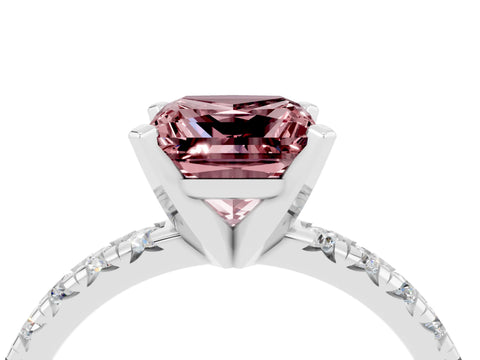 White gold Princess Cut Solitaire Pave Diamond Engagement Ring with Four-Prong Setting_16