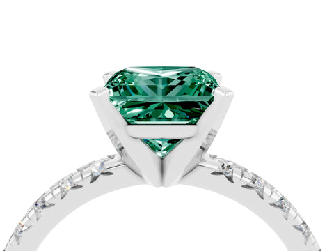 White gold Princess Cut Solitaire Pave Diamond Engagement Ring with Four-Prong Setting_16