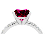 White gold Princess Cut Solitaire Pave Diamond Engagement Ring with Four-Prong Setting_16