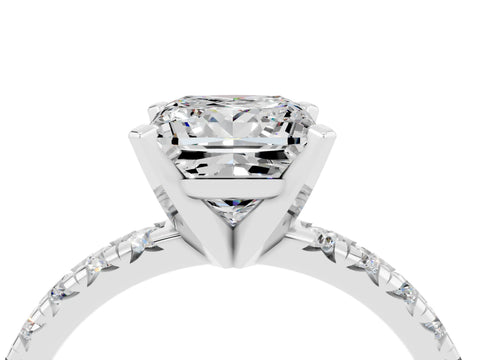 White gold Princess Cut Solitaire Pave Diamond Engagement Ring with Four-Prong Setting_16