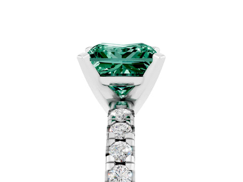 White gold Princess Cut Solitaire Pave Diamond Engagement Ring with Four-Prong Setting_17