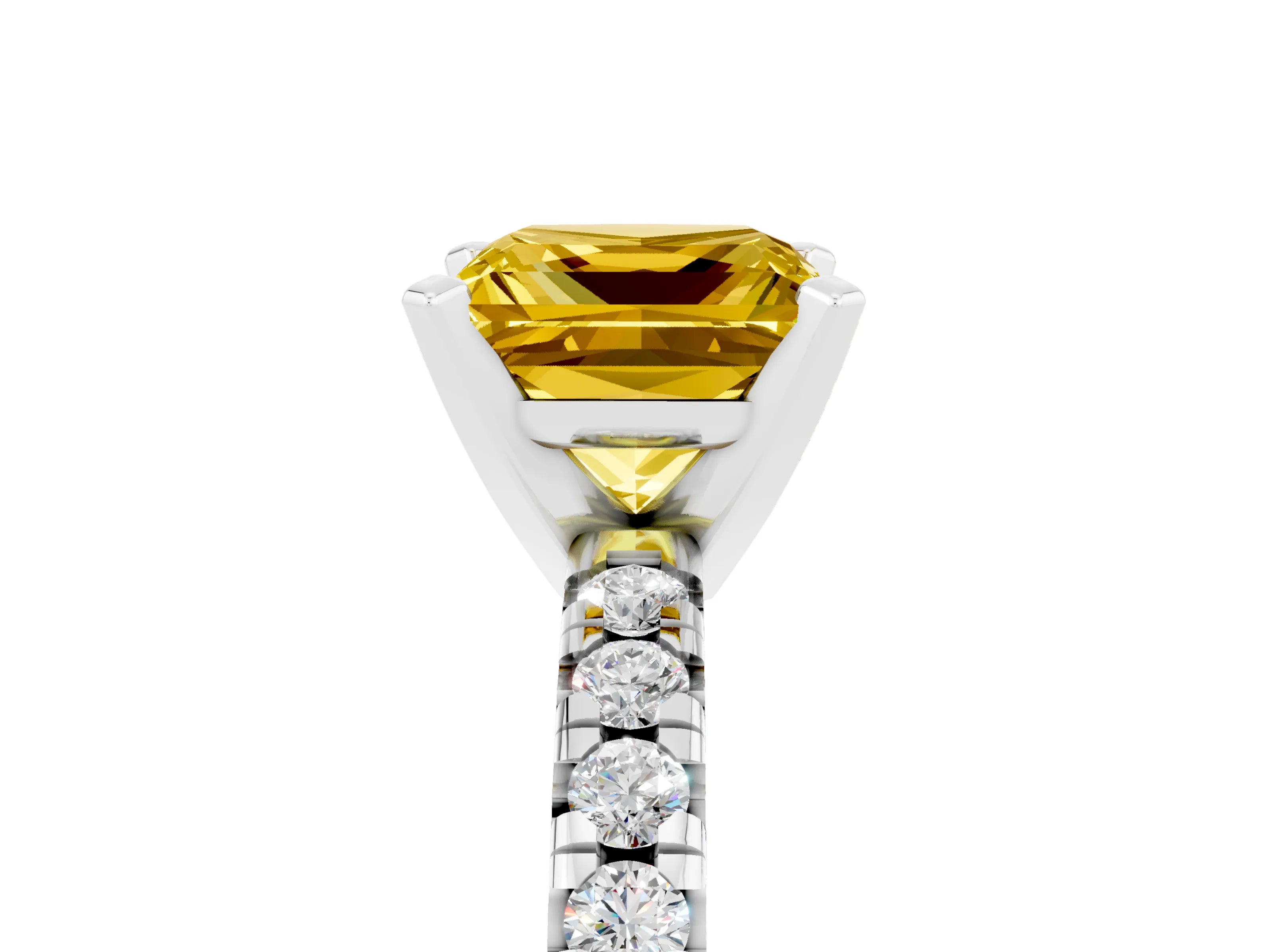 White gold Princess Cut Solitaire Pave Diamond Engagement Ring with Four-Prong Setting_17