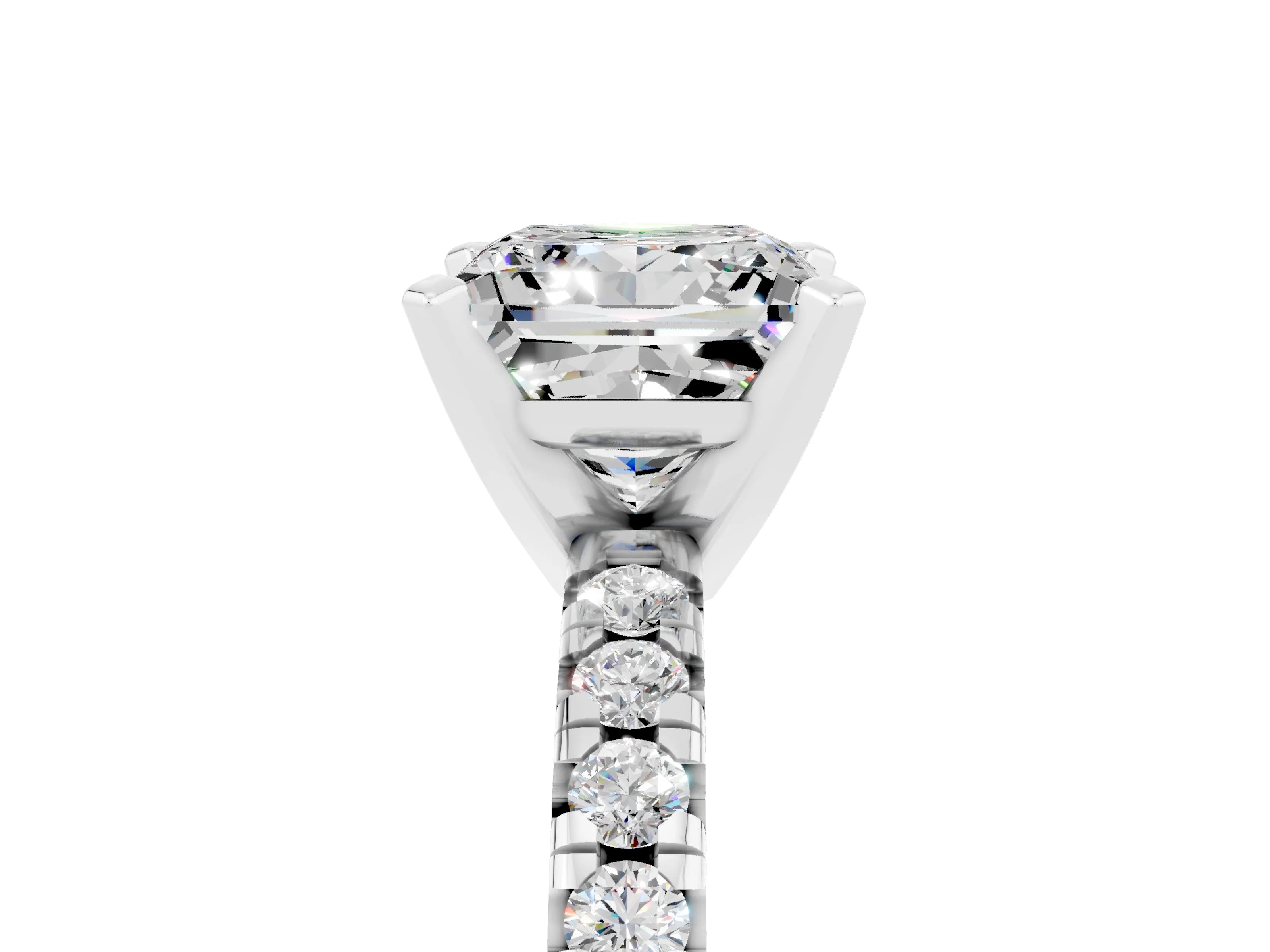 White gold Princess Cut Solitaire Pave Diamond Engagement Ring with Four-Prong Setting_17
