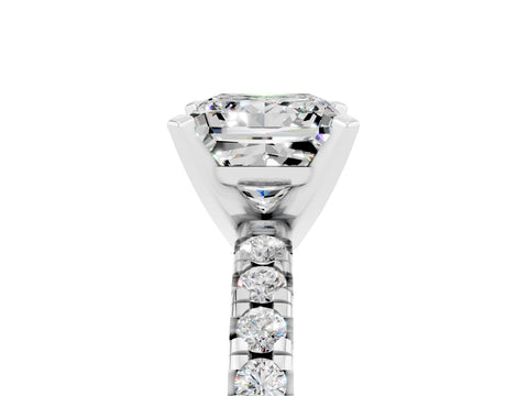 White gold Princess Cut Solitaire Pave Diamond Engagement Ring with Four-Prong Setting_17