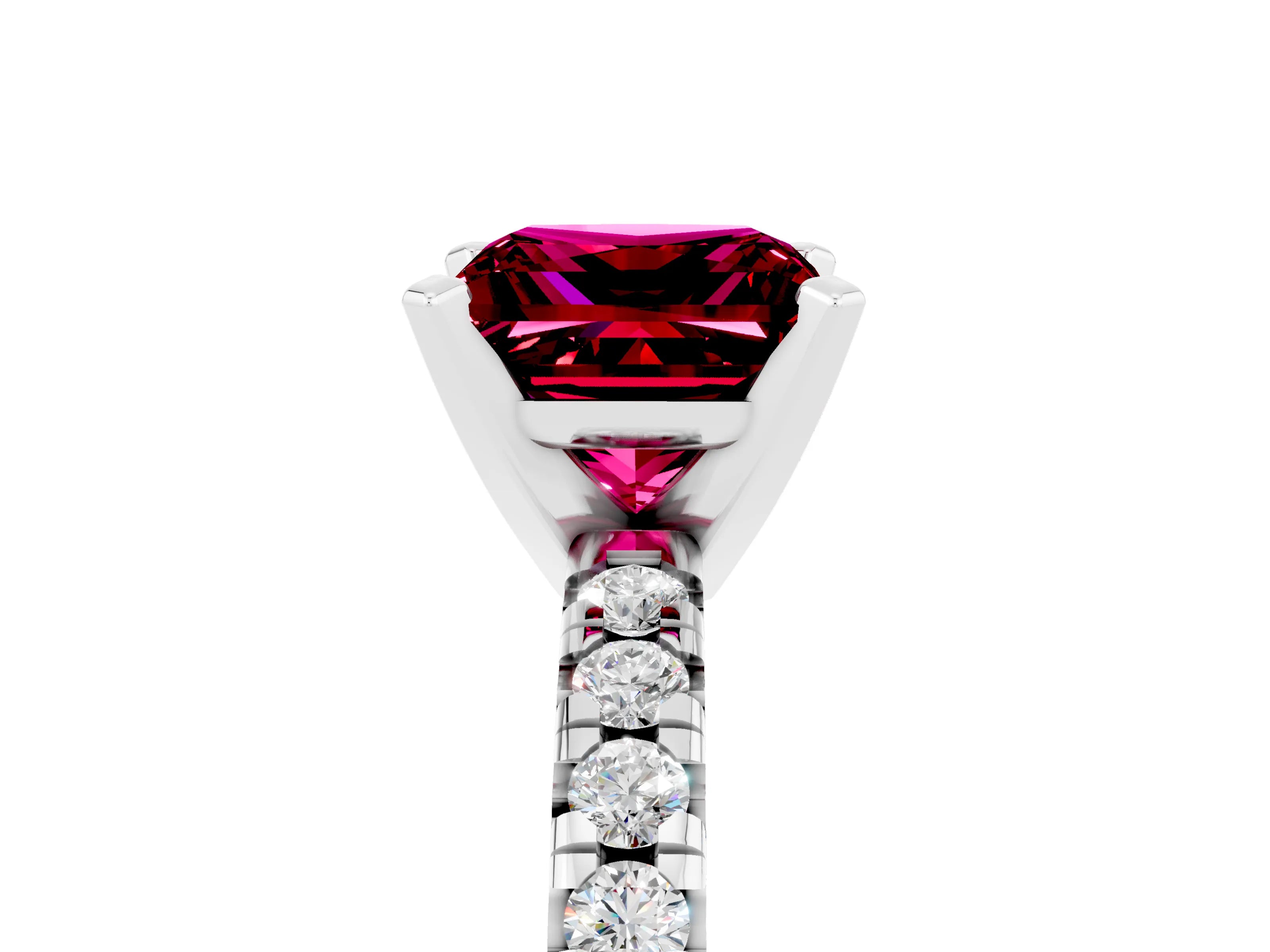 White gold Princess Cut Solitaire Pave Diamond Engagement Ring with Four-Prong Setting_17