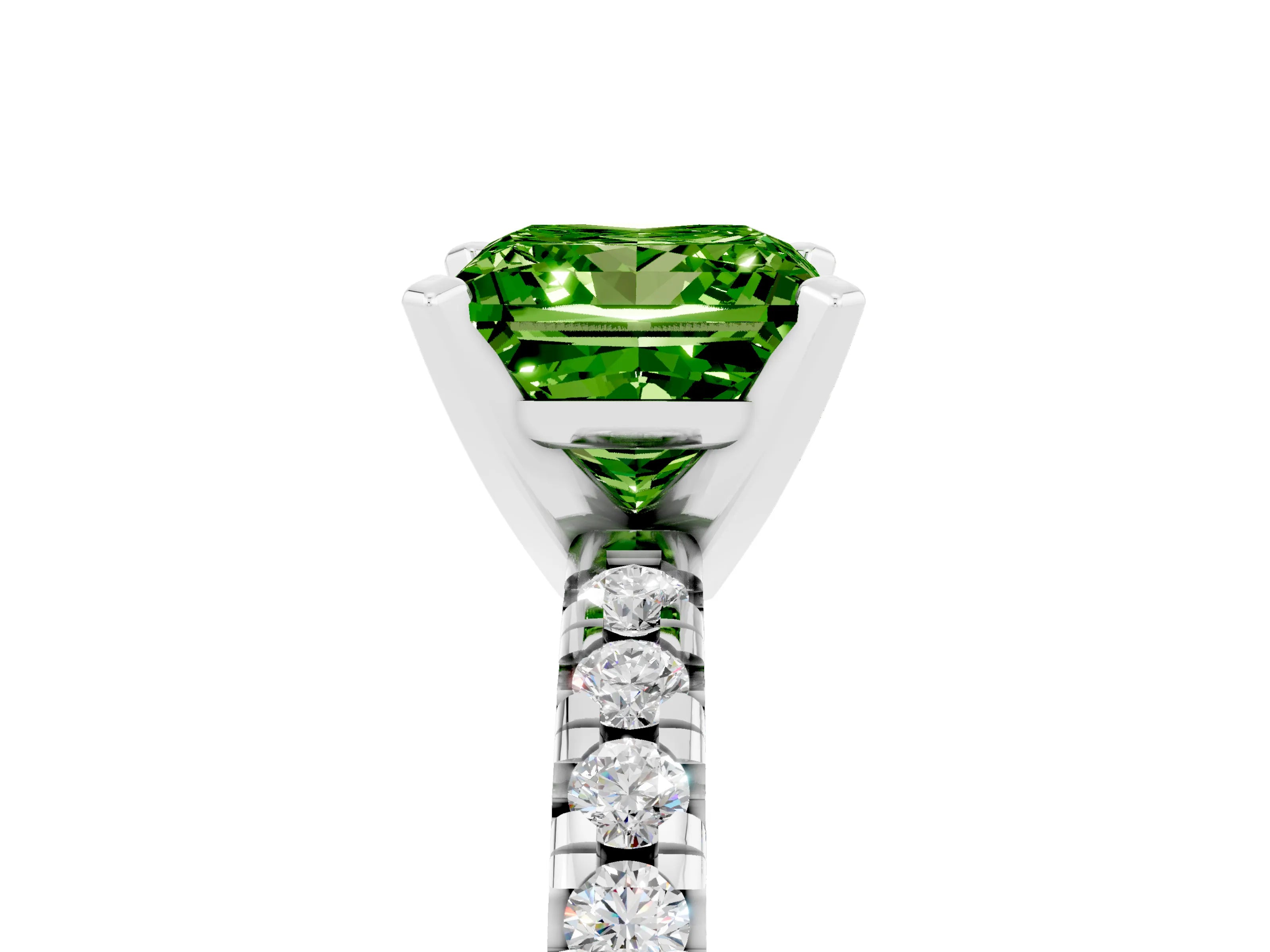White gold Princess Cut Solitaire Pave Diamond Engagement Ring with Four-Prong Setting_17