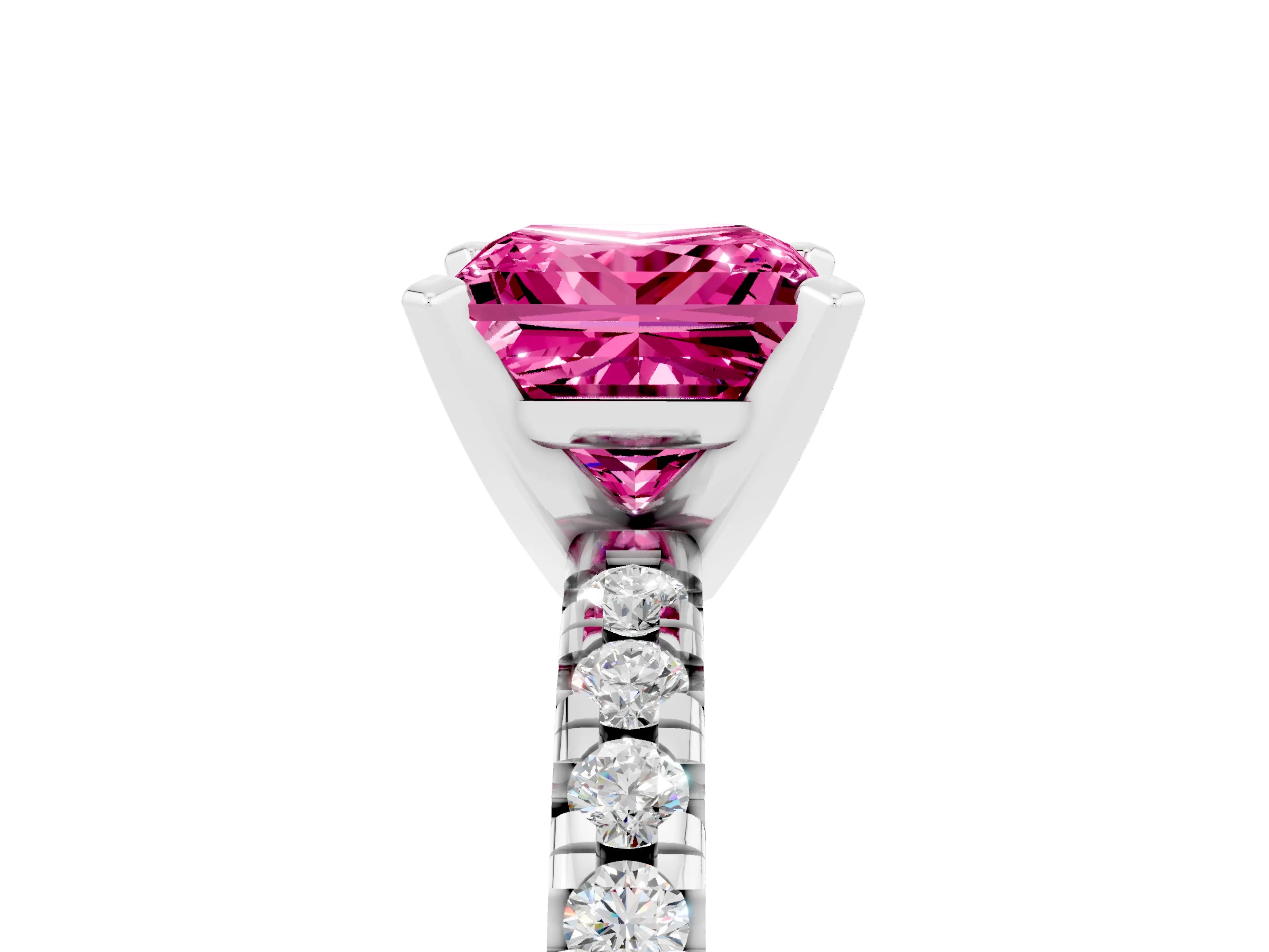 White gold Princess Cut Solitaire Pave Diamond Engagement Ring with Four-Prong Setting_17