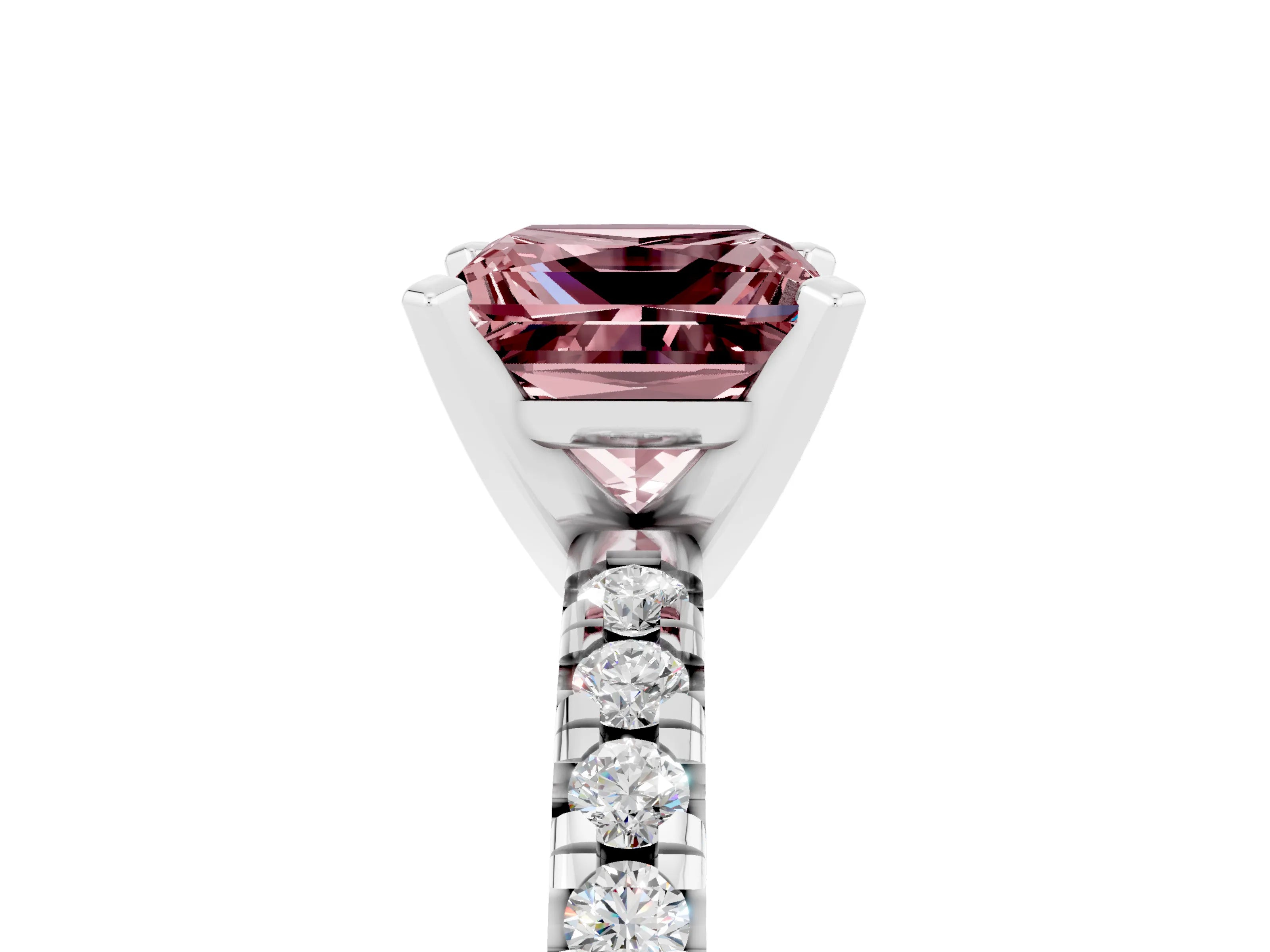 White gold Princess Cut Solitaire Pave Diamond Engagement Ring with Four-Prong Setting_17