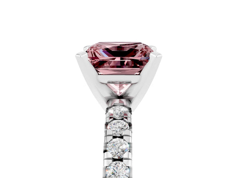 White gold Princess Cut Solitaire Pave Diamond Engagement Ring with Four-Prong Setting_17