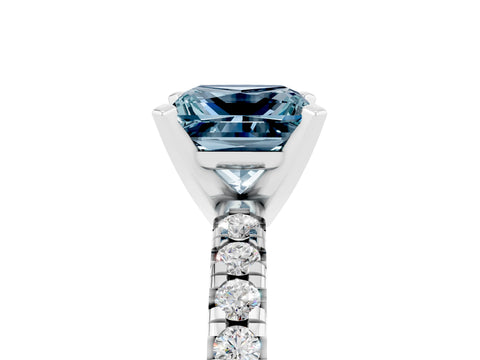 White gold Princess Cut Solitaire Pave Diamond Engagement Ring with Four-Prong Setting_17