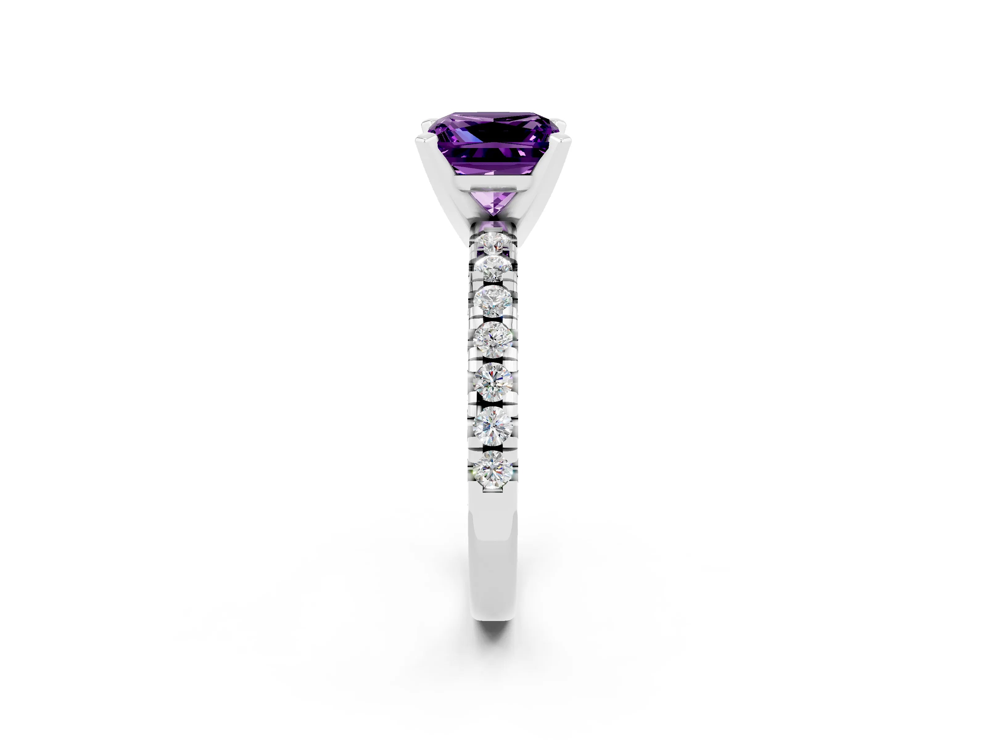 White gold Princess Cut Solitaire Pave Diamond Engagement Ring with Four-Prong Setting_2