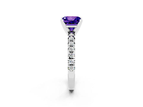 White gold Princess Cut Solitaire Pave Diamond Engagement Ring with Four-Prong Setting_2