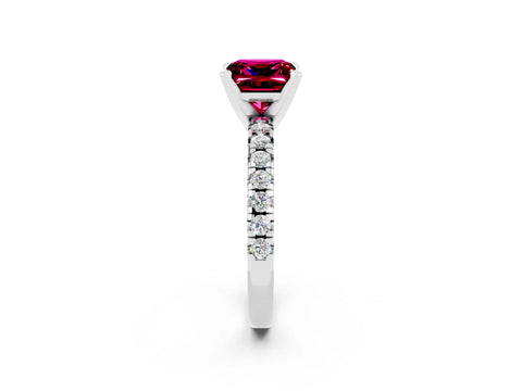 White gold Princess Cut Solitaire Pave Diamond Engagement Ring with Four-Prong Setting_2