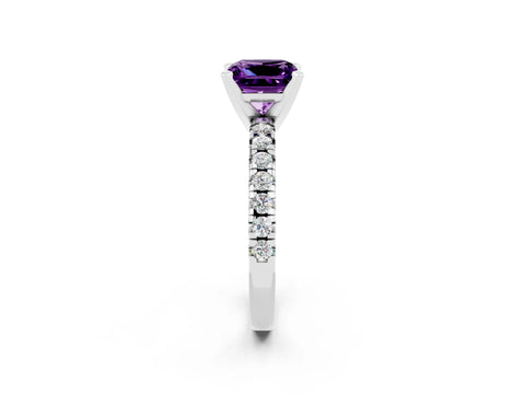 White gold Princess Cut Solitaire Pave Diamond Engagement Ring with Four-Prong Setting_2
