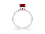 White gold Princess Cut Solitaire Pave Diamond Engagement Ring with Four-Prong Setting_3