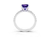 White gold Princess Cut Solitaire Pave Diamond Engagement Ring with Four-Prong Setting_3