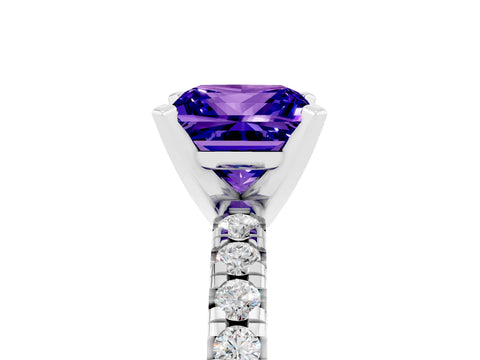 White gold Princess Cut Solitaire Pave Diamond Engagement Ring with Four-Prong Setting_5