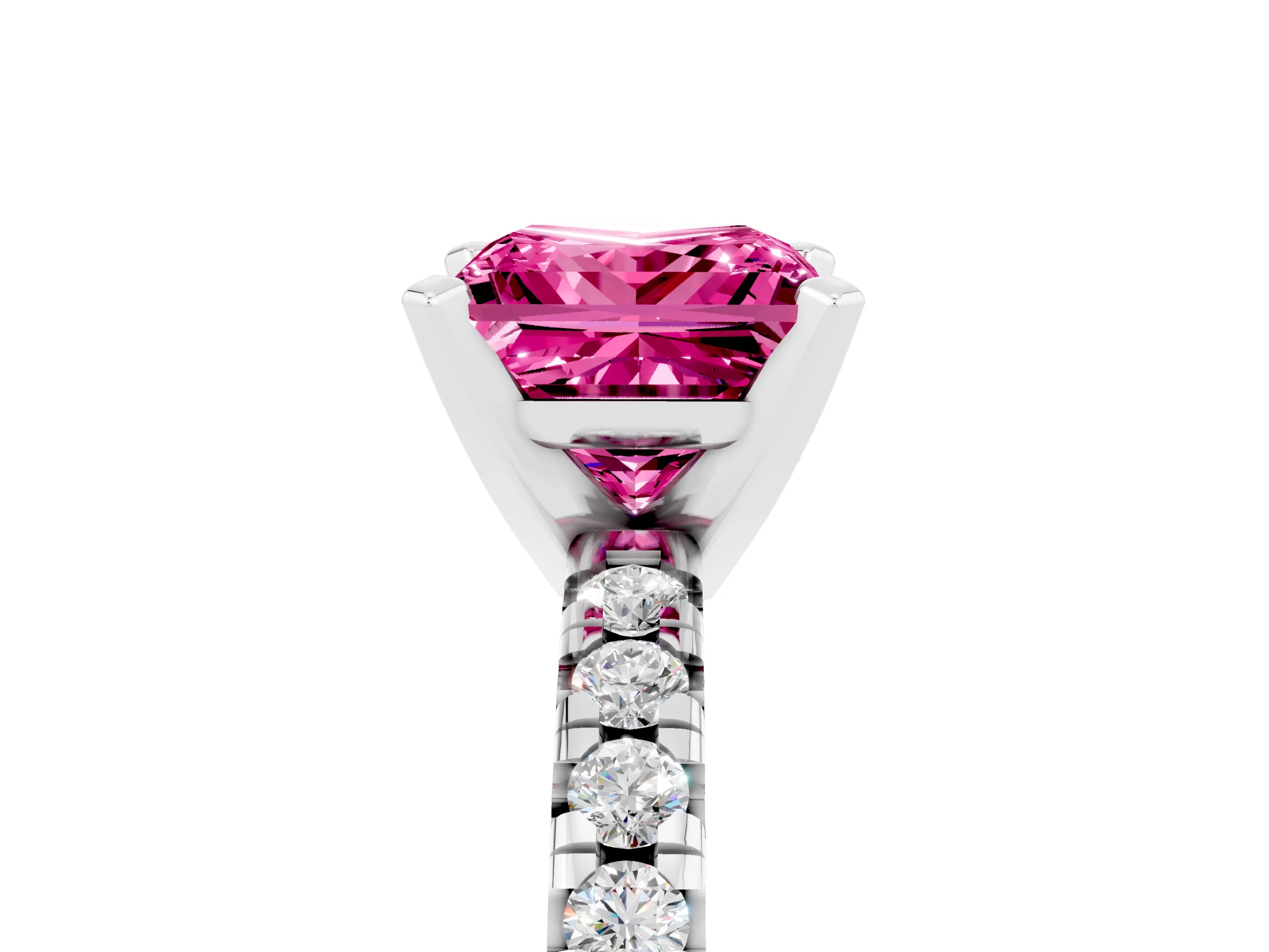 White gold Princess Cut Solitaire Pave Diamond Engagement Ring with Four-Prong Setting_5