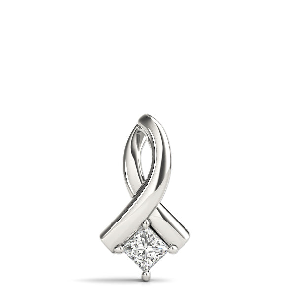 Silver Princess Cut Solitaire Pendant with Twist Prong Setting