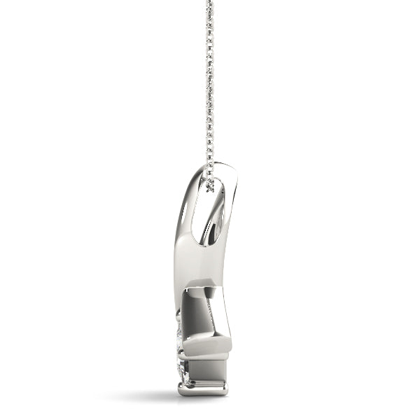 Silver Princess Cut Solitaire Pendant with Twist Prong Setting