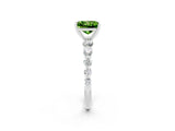 White gold Princess Cut Solitaire Peridot Ring with Pave Band and Four-Prong Setting_2