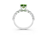 White gold Princess Cut Solitaire Peridot Ring with Pave Band and Four-Prong Setting_3