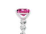 White gold Princess Cut Solitaire Pink Sapphire Ring with Pave Band and Four-Prong Setting_29