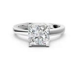 White gold Princess Cut Solitaire Ring with Four-Prong Setting and Classic Band_57