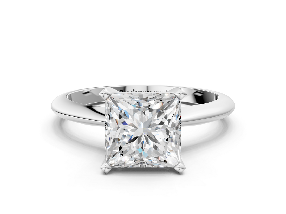 White gold Princess Cut Solitaire Ring with Four-Prong Setting on a Classic Band_54