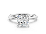 White gold Princess Cut Solitaire Ring with Thin Band and Four-Prong Setting_49