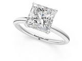 White gold Princess Cut Solitaire Ring with Thin Band and Four-Prong Setting_50