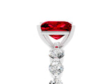 White gold Princess Cut Solitaire Ruby Ring with Pave Band and Four-Prong Setting_5