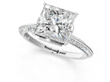 White gold Princess Cut Solitaire Split Shank Pave Diamond Engagement Ring with Four-Prong Setting_483