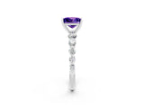 White gold Princess Cut Solitaire Tanzanite Ring with Pave Band and Four-Prong Setting_2