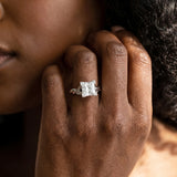 White gold Princess Cut Solitaire Twist Band Ring with Channel Prong Setting_5