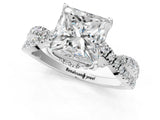 White gold Princess Cut Solitaire Twist Pave Diamond Engagement Ring with Prong Setting_114