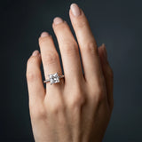 White gold Princess Cut Solitaire Twisted Band Ring with Four-Prong Setting_6