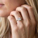 White gold Princess Cut Solitaire Twisted Band Ring with Four-Prong Setting_8