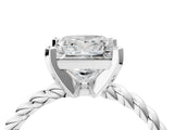 White gold Princess Cut Solitaire Twisted Band with Four-Prong Setting_163