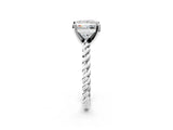 White gold Princess Cut Solitaire Twisted Band with Four-Prong Setting_164