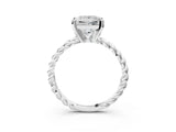 White gold Princess Cut Solitaire Twisted Band with Four-Prong Setting_165